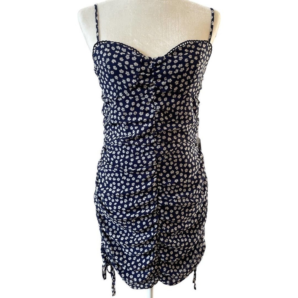 Purple Snow Women's Daisy Floral Bodycon Dress Navy Blue Size Medium